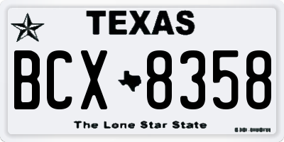 TX license plate BCX8358