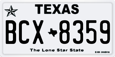 TX license plate BCX8359