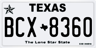 TX license plate BCX8360
