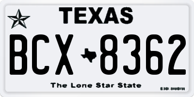 TX license plate BCX8362