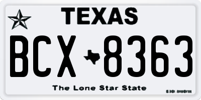TX license plate BCX8363