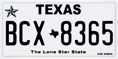 TX license plate BCX8365