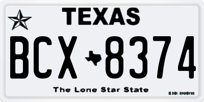 TX license plate BCX8374