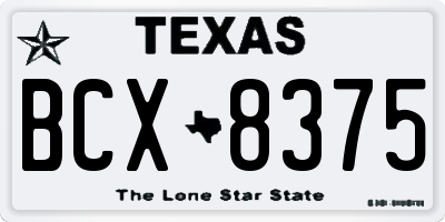 TX license plate BCX8375
