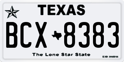 TX license plate BCX8383