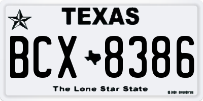 TX license plate BCX8386