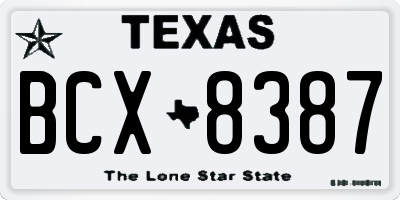 TX license plate BCX8387
