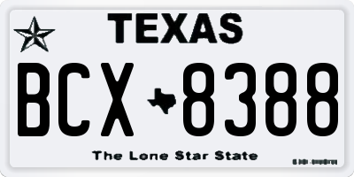 TX license plate BCX8388