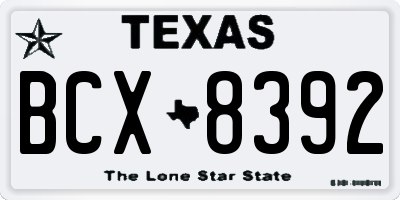 TX license plate BCX8392