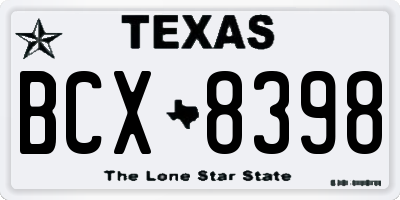 TX license plate BCX8398
