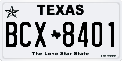 TX license plate BCX8401