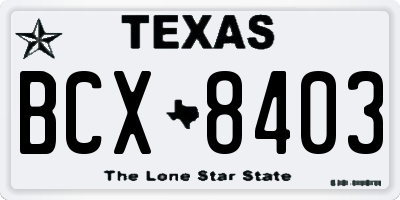 TX license plate BCX8403