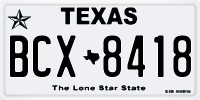TX license plate BCX8418