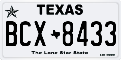 TX license plate BCX8433