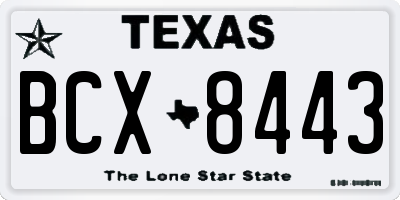 TX license plate BCX8443