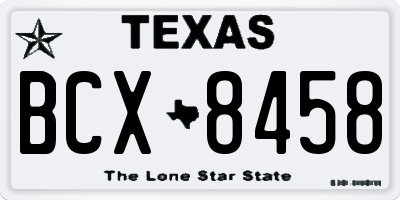 TX license plate BCX8458
