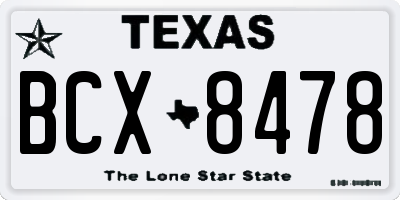 TX license plate BCX8478