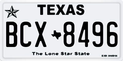 TX license plate BCX8496