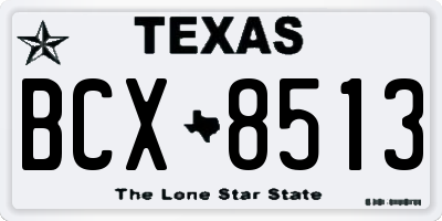 TX license plate BCX8513