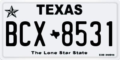 TX license plate BCX8531