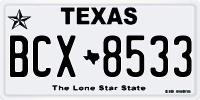 TX license plate BCX8533
