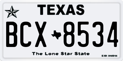 TX license plate BCX8534