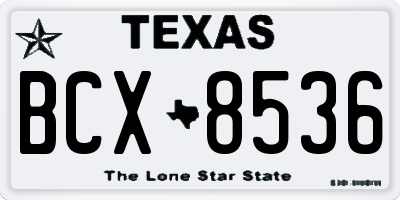 TX license plate BCX8536