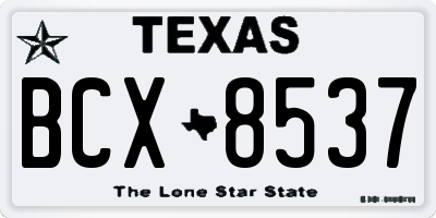 TX license plate BCX8537