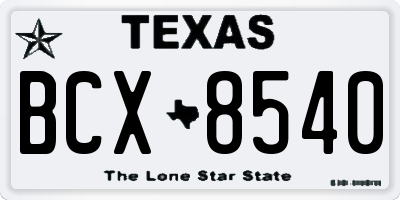 TX license plate BCX8540