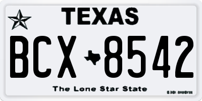 TX license plate BCX8542