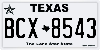 TX license plate BCX8543