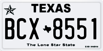 TX license plate BCX8551