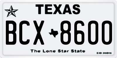 TX license plate BCX8600