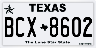 TX license plate BCX8602