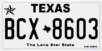 TX license plate BCX8603