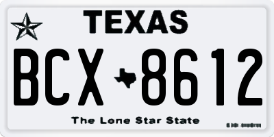 TX license plate BCX8612