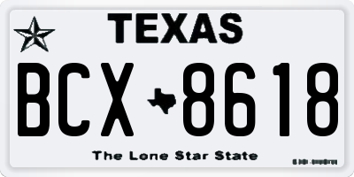 TX license plate BCX8618