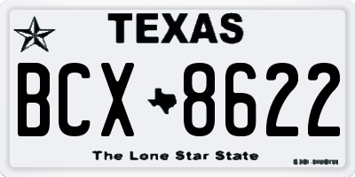 TX license plate BCX8622