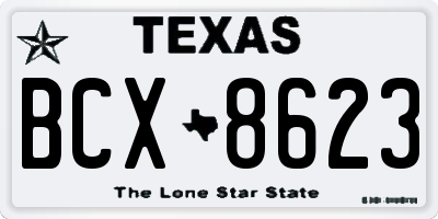 TX license plate BCX8623