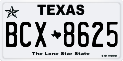 TX license plate BCX8625