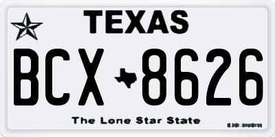 TX license plate BCX8626