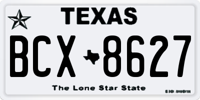 TX license plate BCX8627