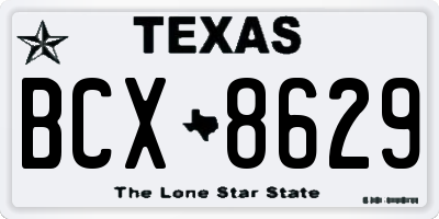 TX license plate BCX8629