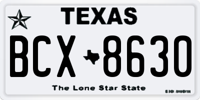 TX license plate BCX8630