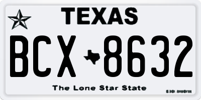 TX license plate BCX8632