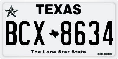 TX license plate BCX8634