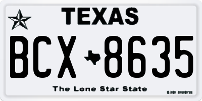 TX license plate BCX8635