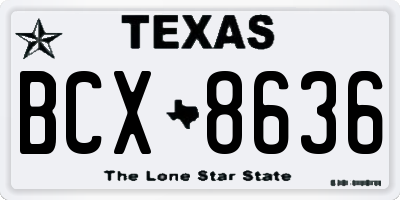 TX license plate BCX8636