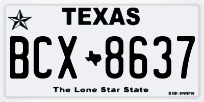 TX license plate BCX8637