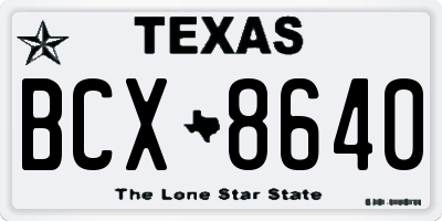 TX license plate BCX8640